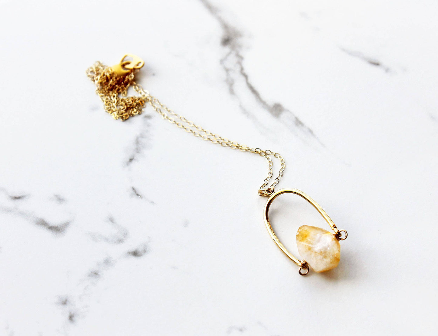 Citrine Horseshoe Long Necklace