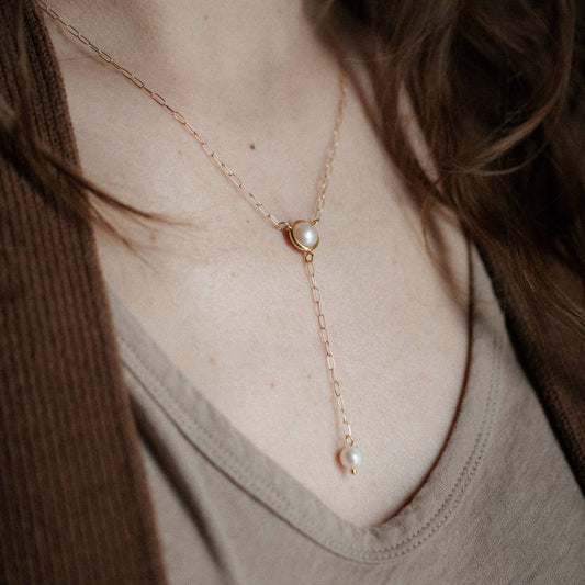 Lariat Necklace | Pearl