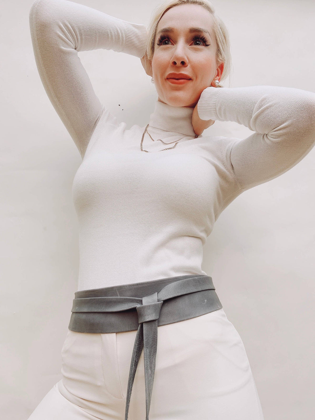 Leather Wrap Belt  |  Grey