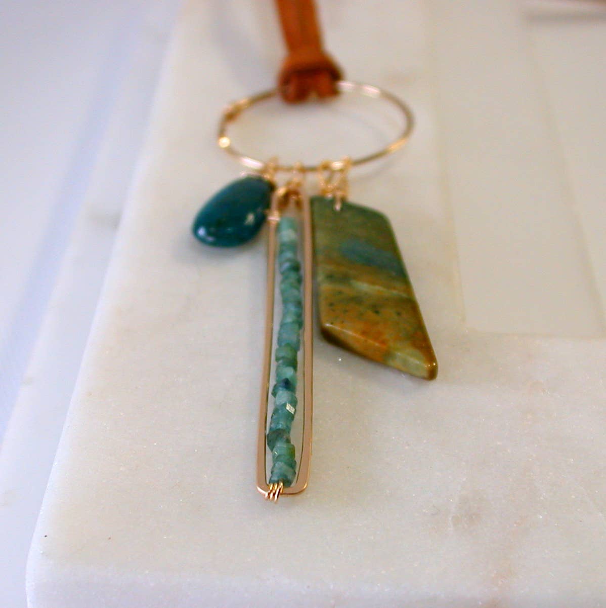One of a Kind: Gemstone Pendant Necklace. Jasper. Apatite, Tourmaline