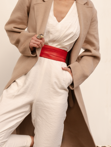 Leather Wrap Belt - Red