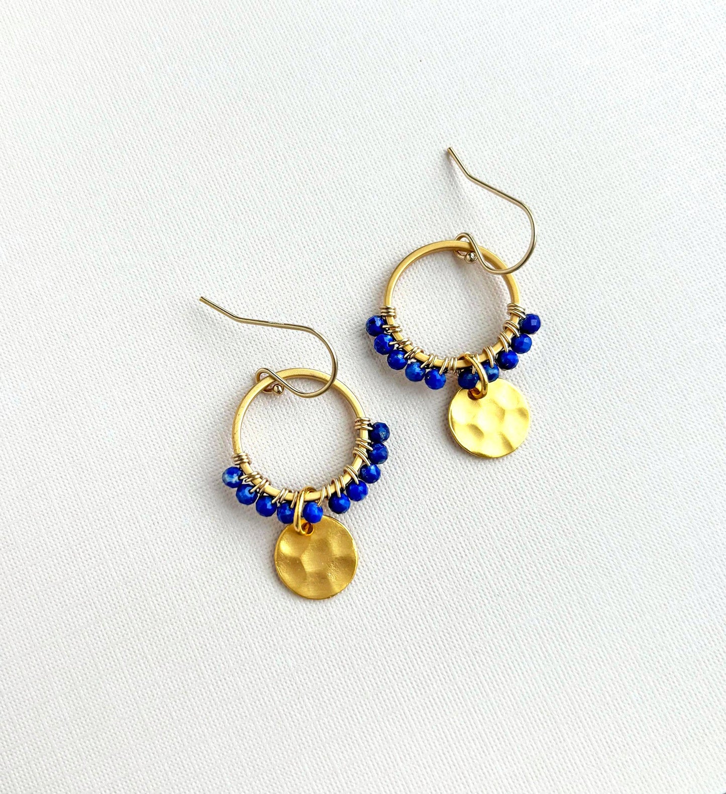 Lapis Lazuli Boho Earrings | Blue and Gold Earrings