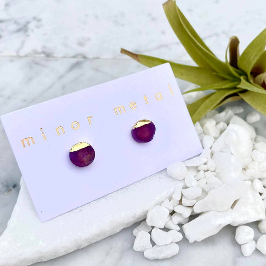 Amethyst circle stud earring