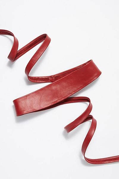 Leather Wrap Belt - Red