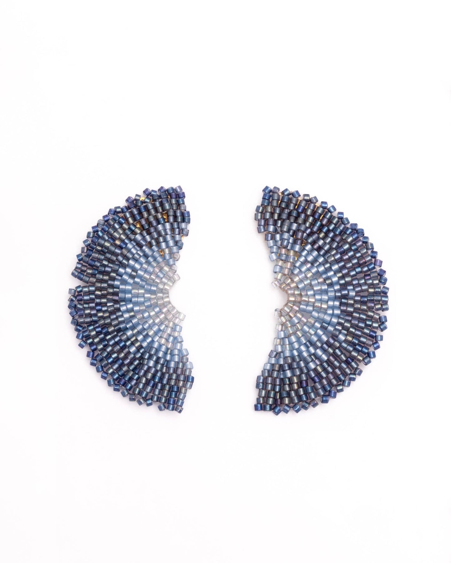 Beaded Handwoven Ginkgo Leaf Stud Earrings