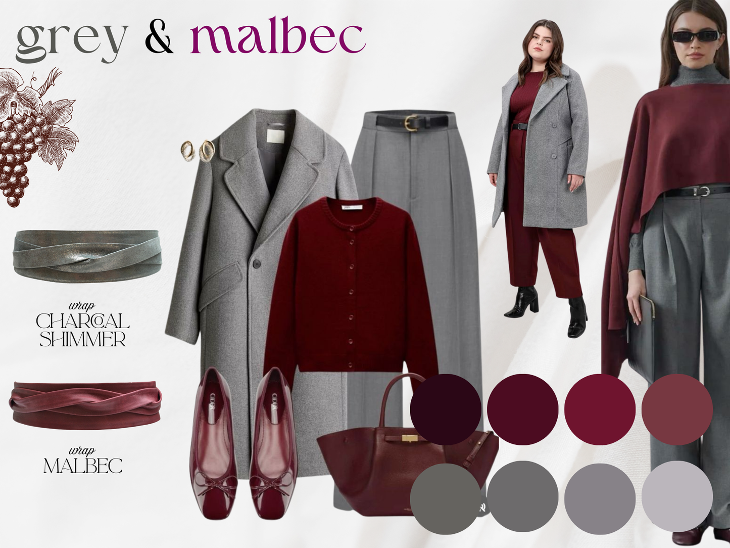 Leather Wrap Belt - Malbec