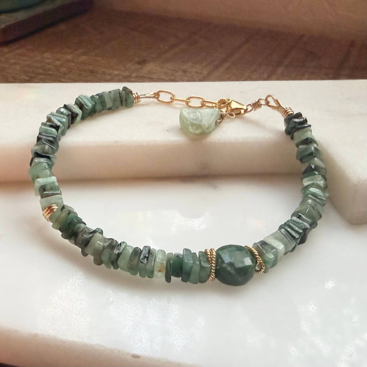 Emerald Heishi Gemstone Bracelet