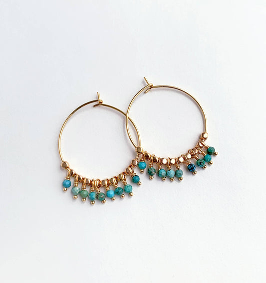 Turquoise Bohemian Hoops