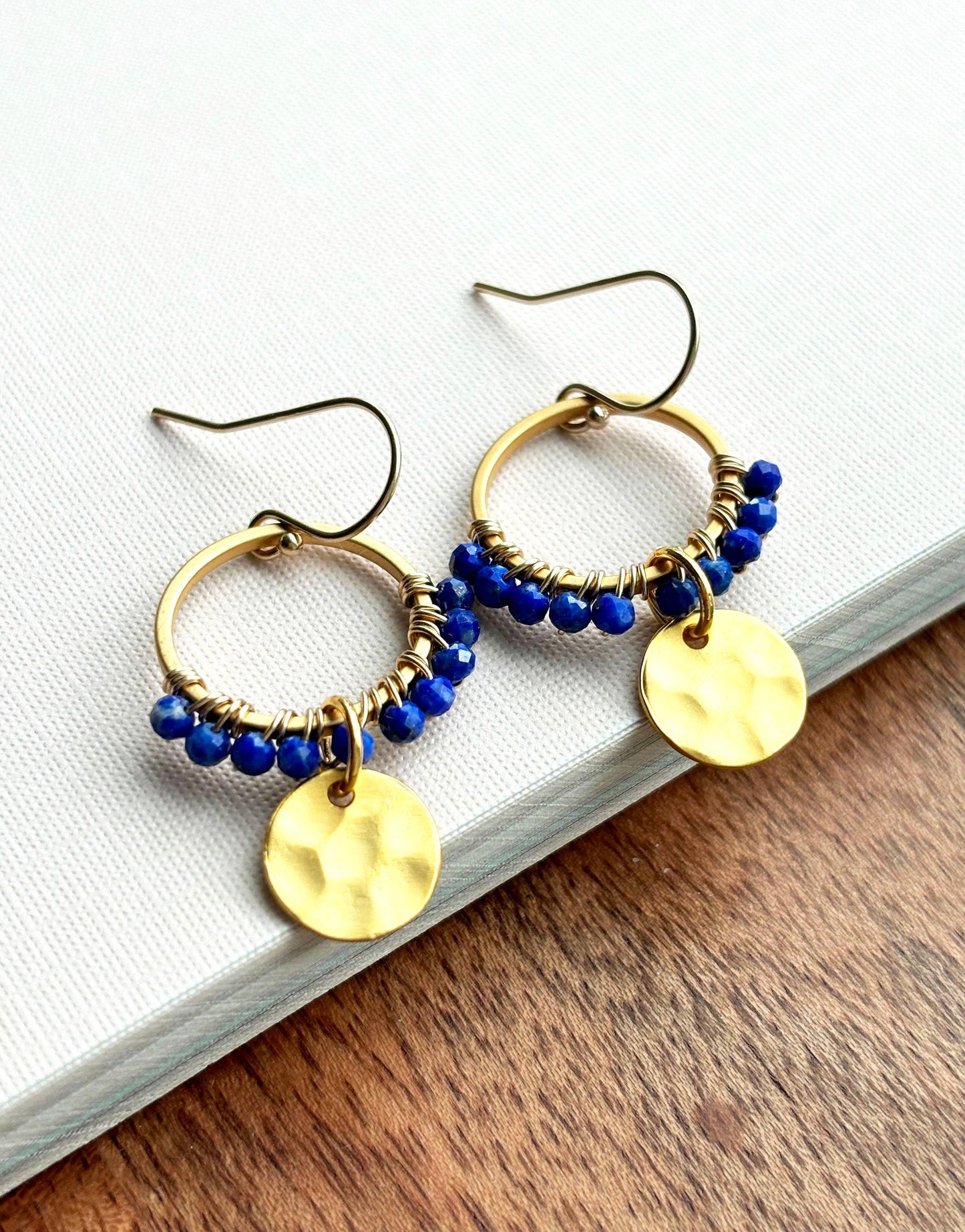 Lapis Lazuli Boho Earrings | Blue and Gold Earrings