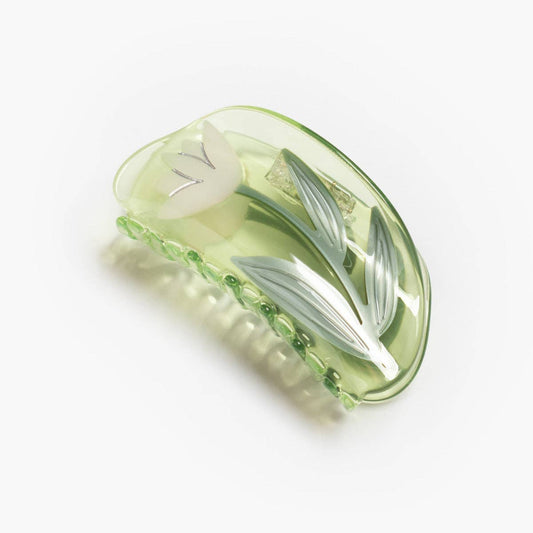 Lotus Flower Hair Claw in Clear Green