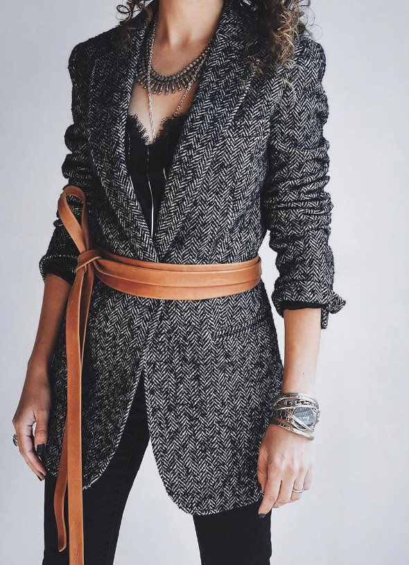 Leather Wrap Belt - Toffee