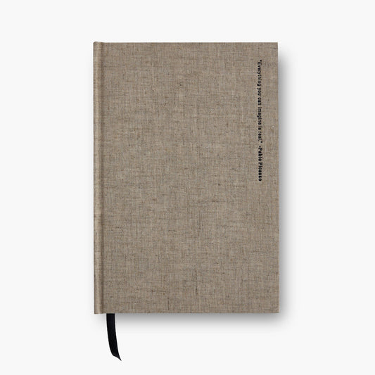 Everything You Can Imagine Is Real Taupe Linen Notebook