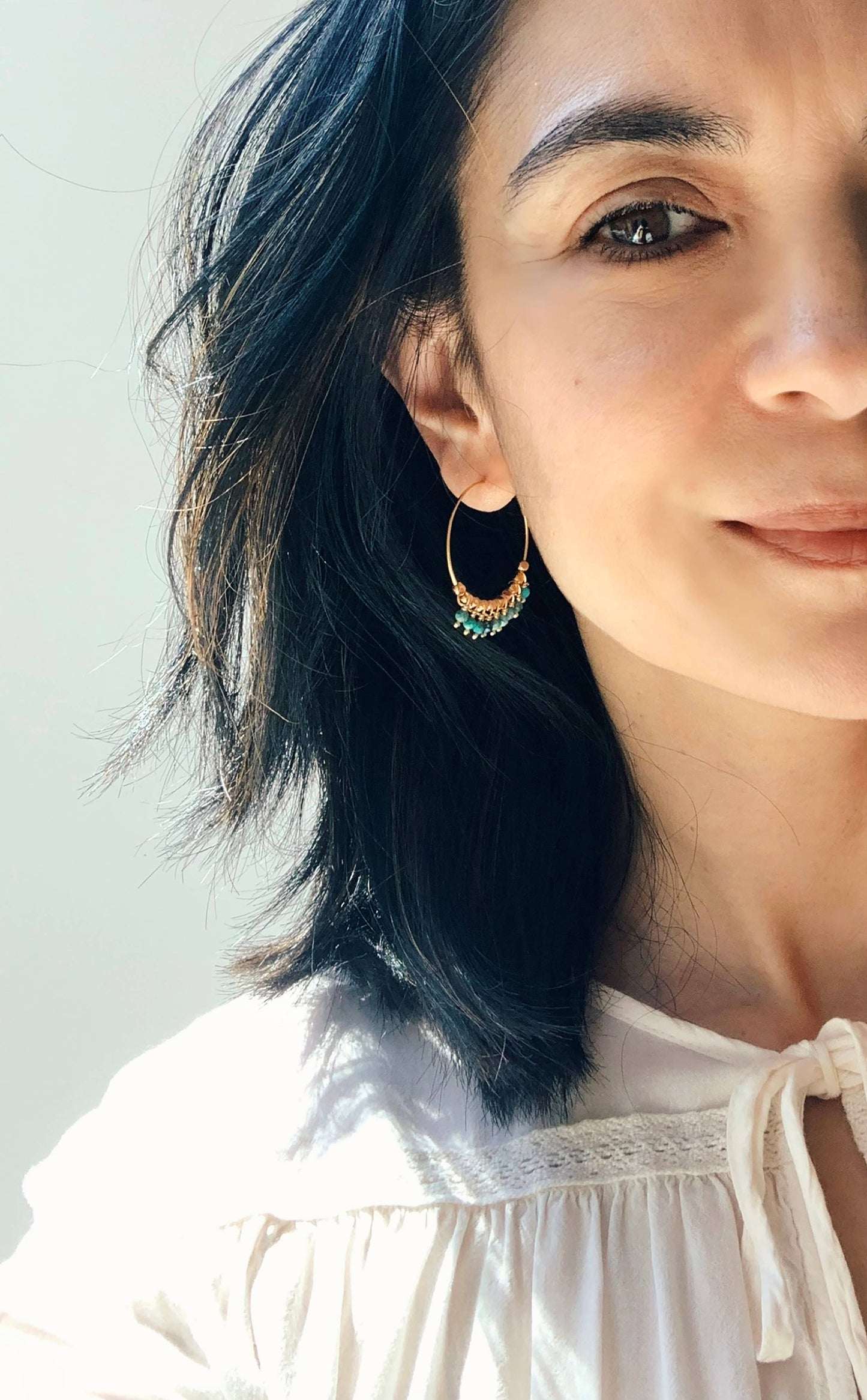 Turquoise Bohemian Hoops
