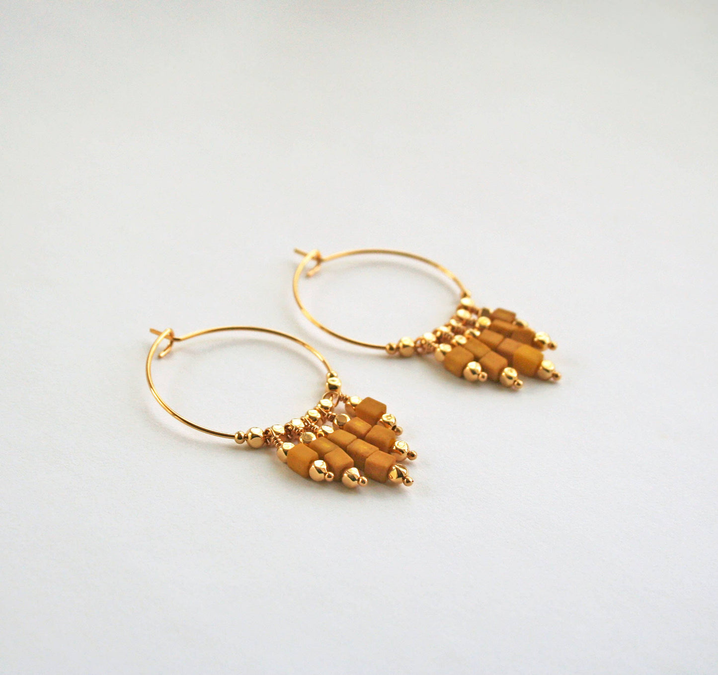 Mustard Yellow Boho Hoops