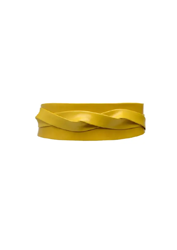 Leather Wrap Belt – Mustard Yellow