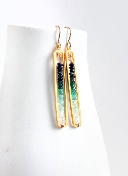 Emerald Bar Earrings