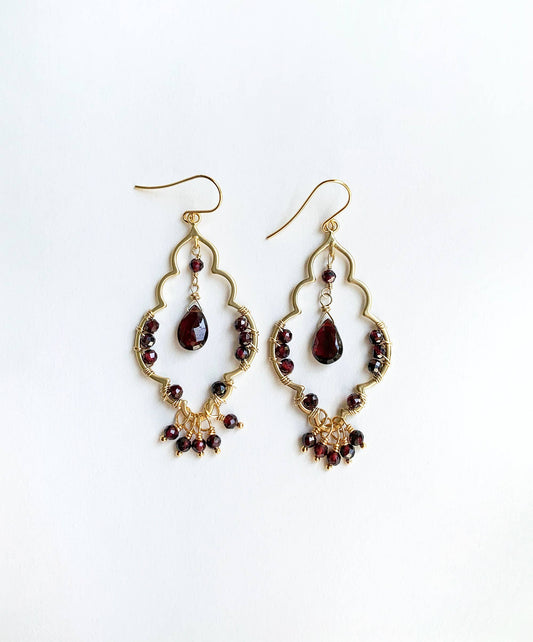 Moroccan Garnet Chandelier Earrings