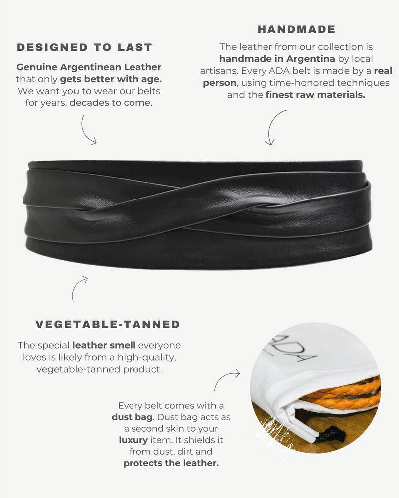 Leather Wrap Belt - Black