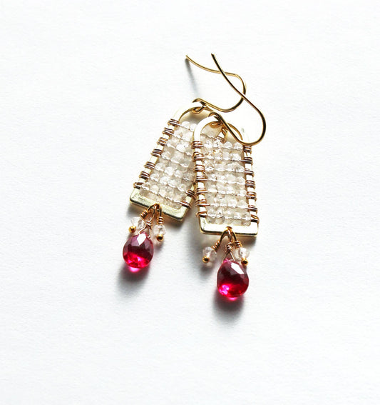 Hot Pink Quartz Earrings