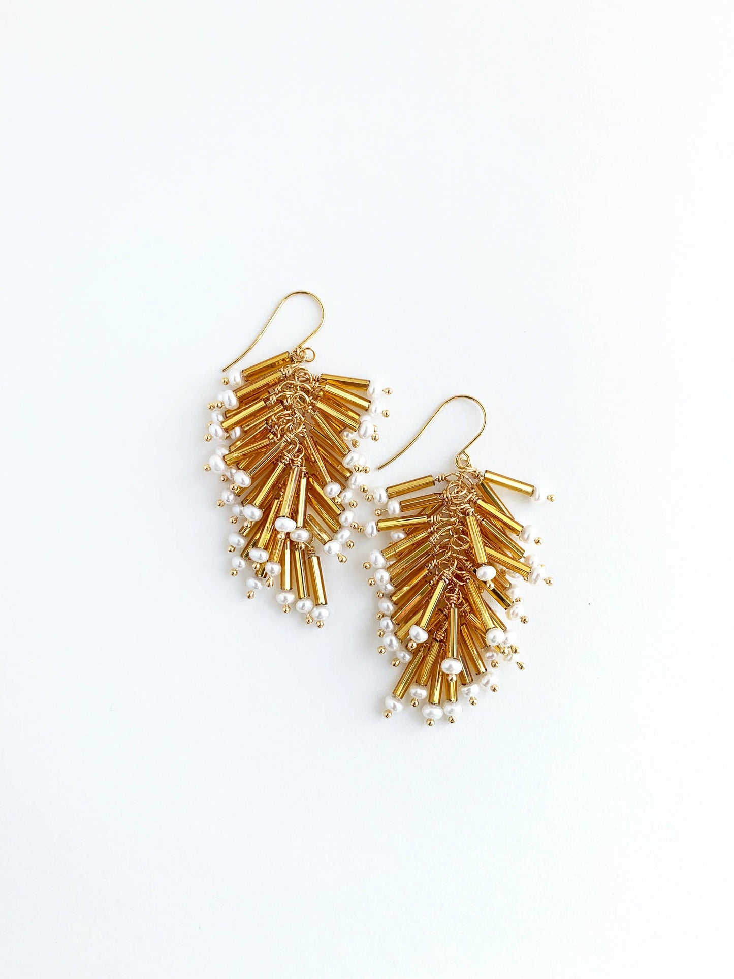 Gold Cluster Fringe Earrings