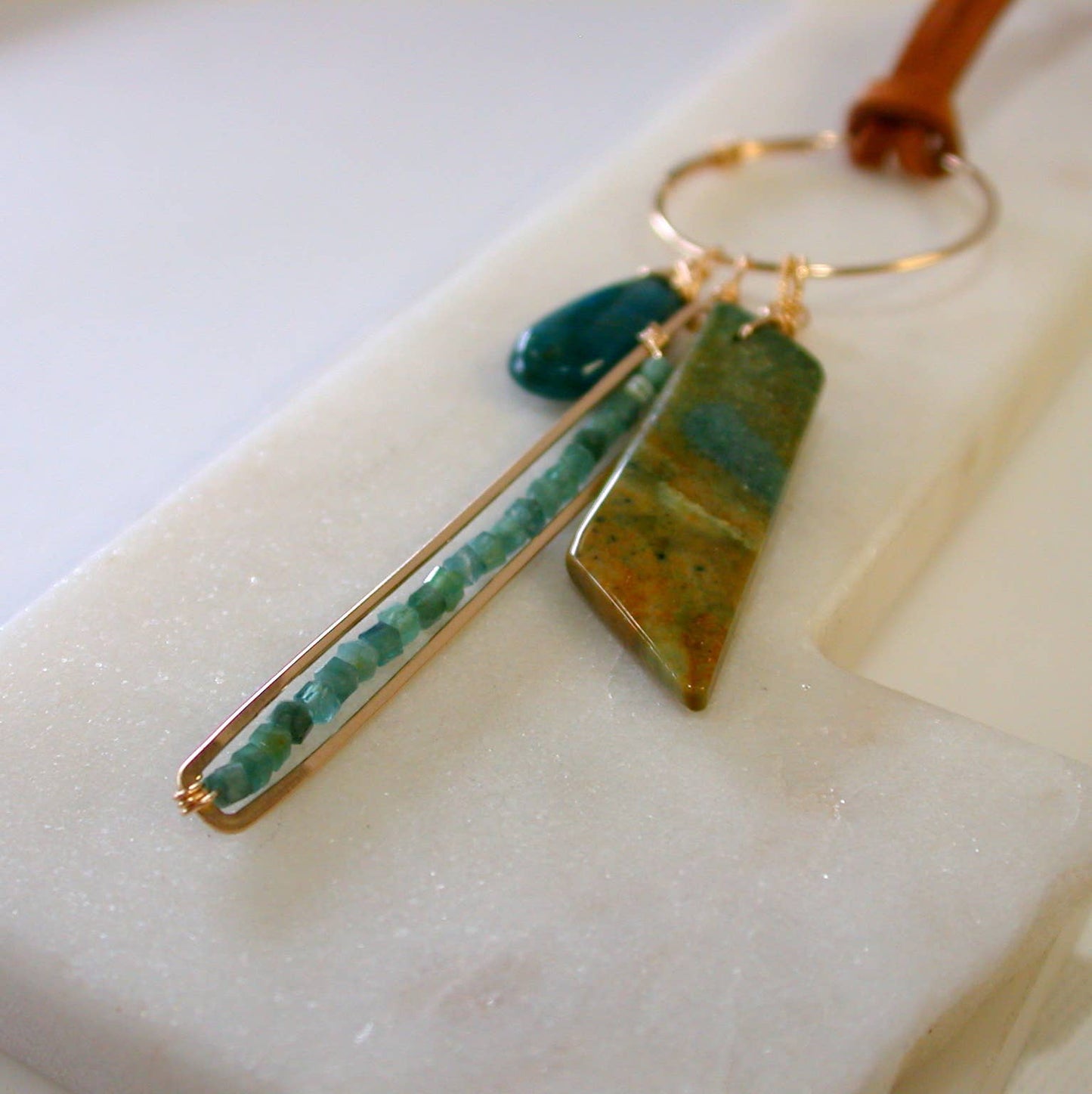 One of a Kind: Gemstone Pendant Necklace. Jasper. Apatite, Tourmaline