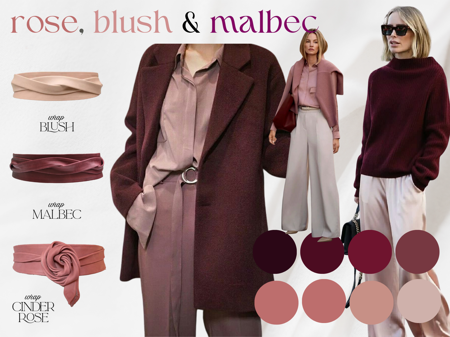 Leather Wrap Belt - Malbec