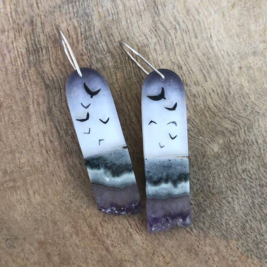 Crystal Flock Hand Painted Earrings