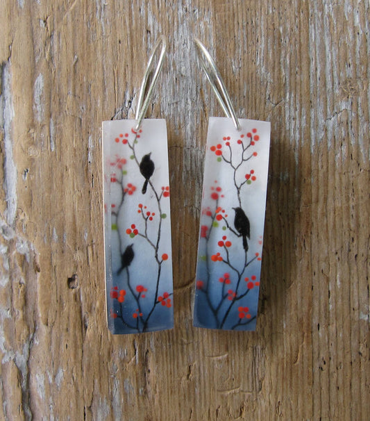 Red Berries Hand Painted Earrings