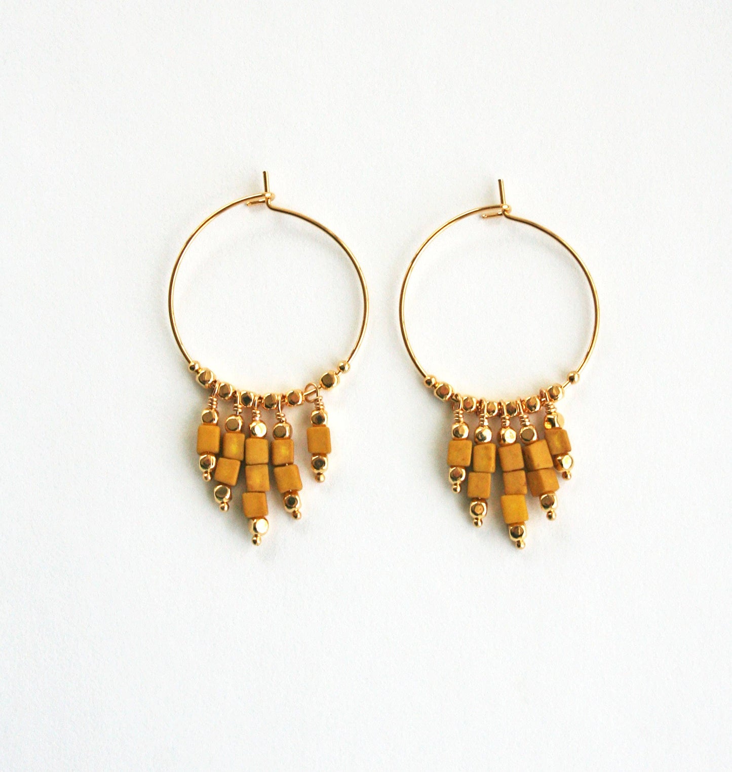 Mustard Yellow Boho Hoops