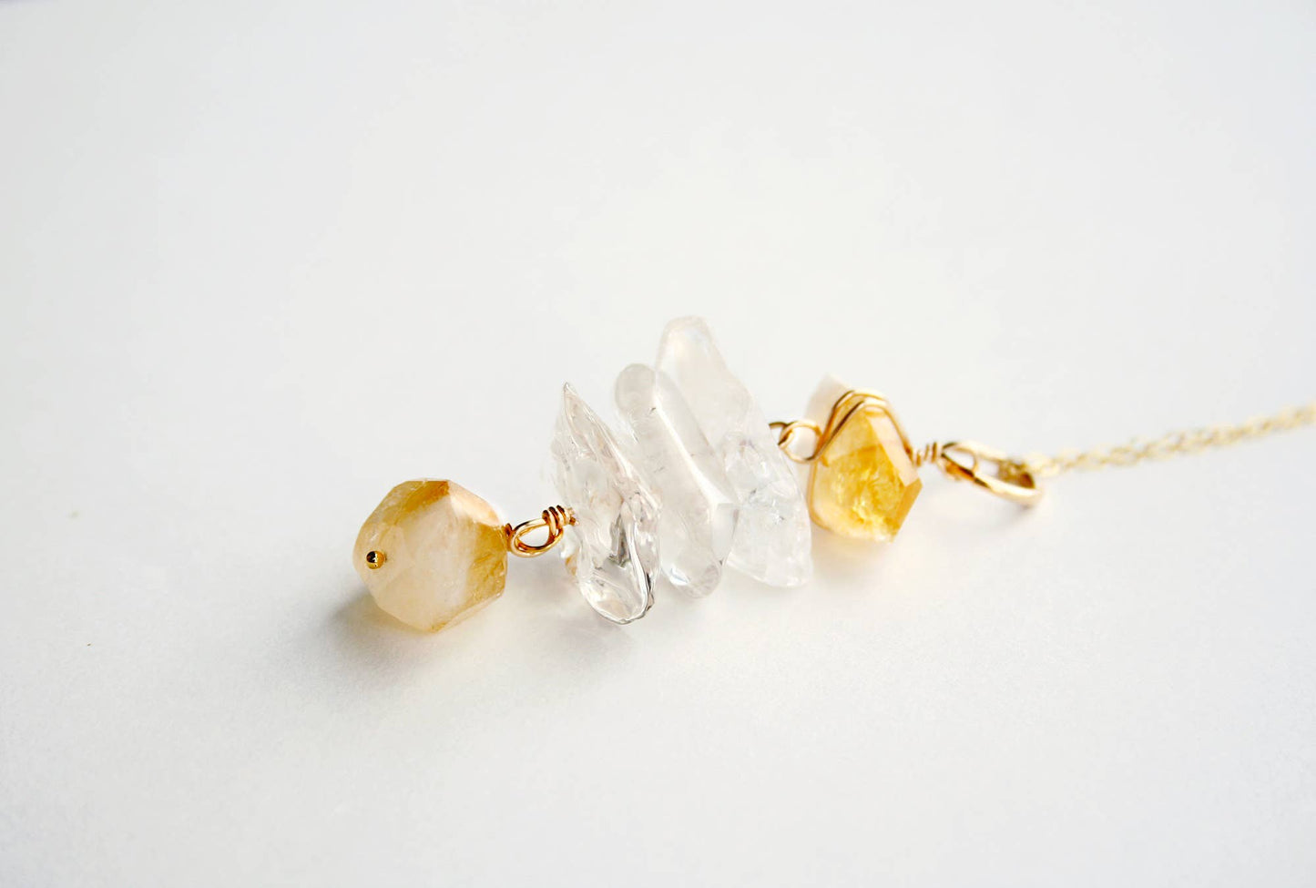 Long Quartz + Citrine Necklace