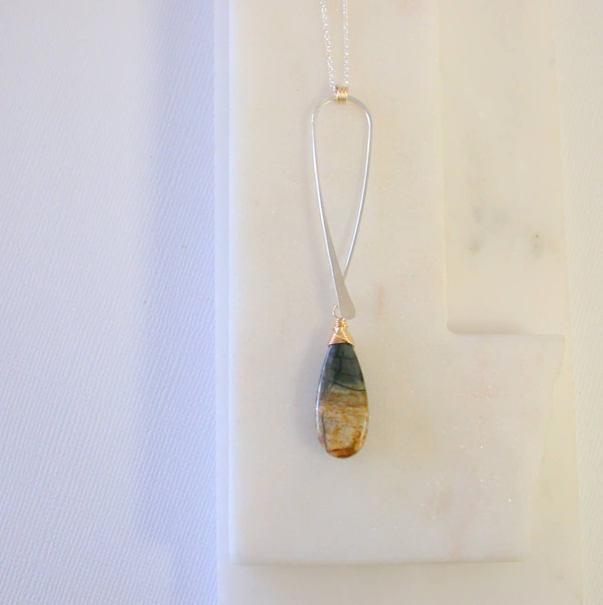 Modern Agate Necklace with mixed metals